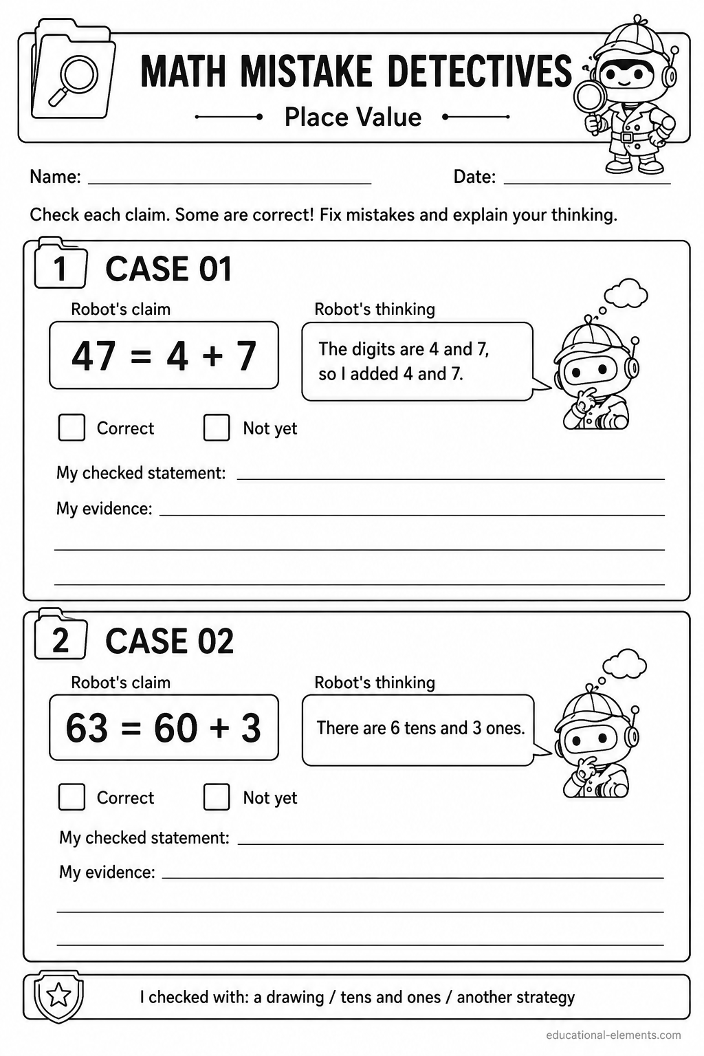 Preview of Math Mistake Detectives Worksheets